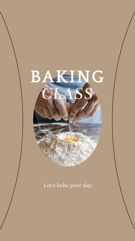 Baking class Instagram story template, editable brown design