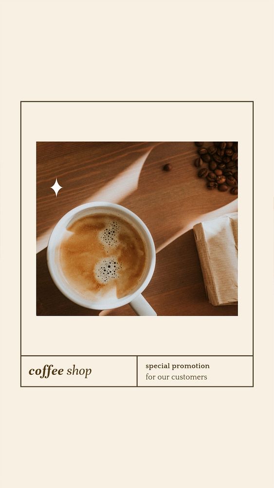 Coffee shop Facebook story template, editable brown design