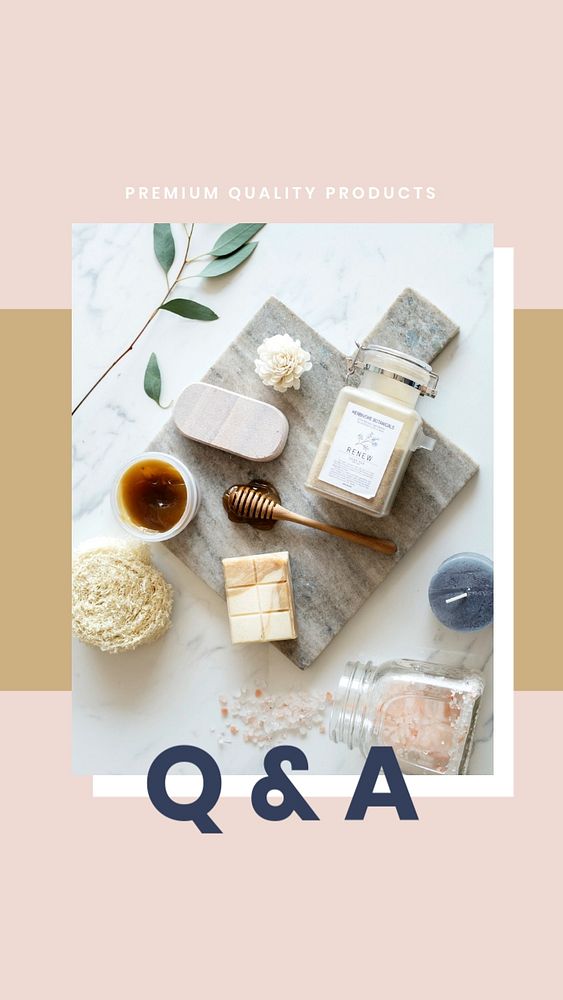 Product Q&A Facebook story template, minimal design