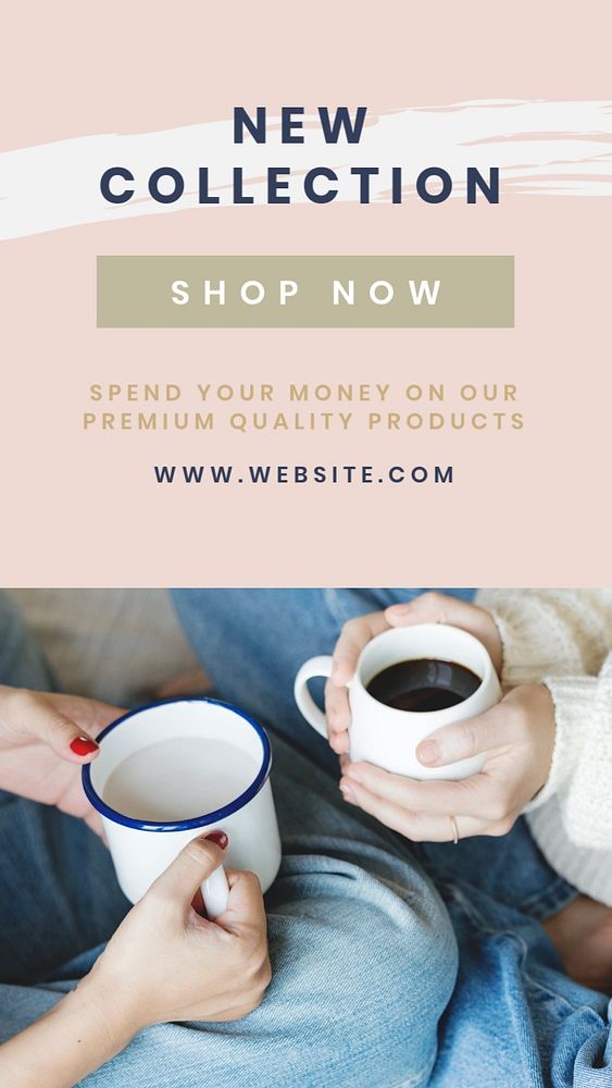 New collection Instagram story template, minimal design