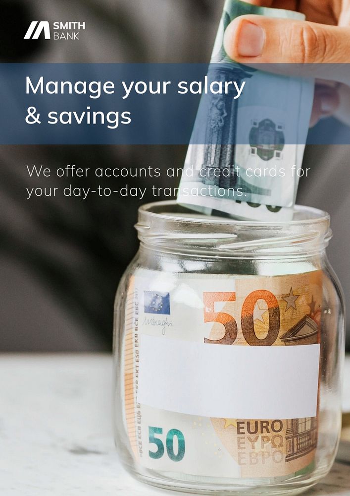 Money savings poster template, editable design