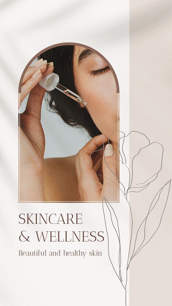 Skincare minimal instagram story template, organic product, editable text