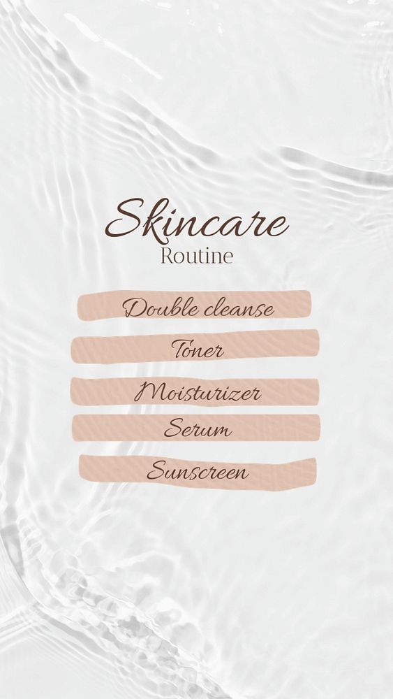 Skincare routine instagram story template, aesthetic, editable text