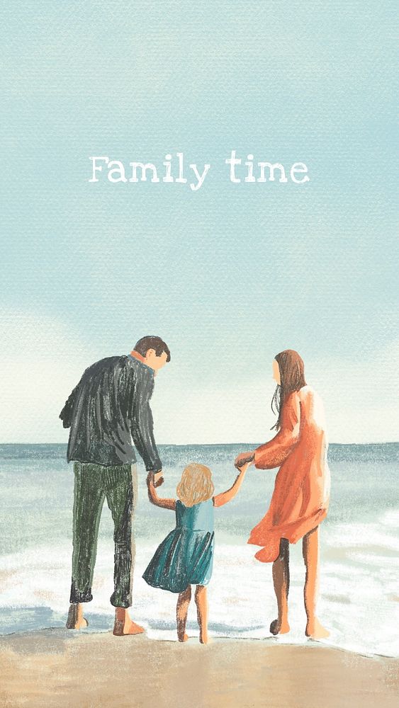 Family time instagram story template, aesthetic illustration, editable text