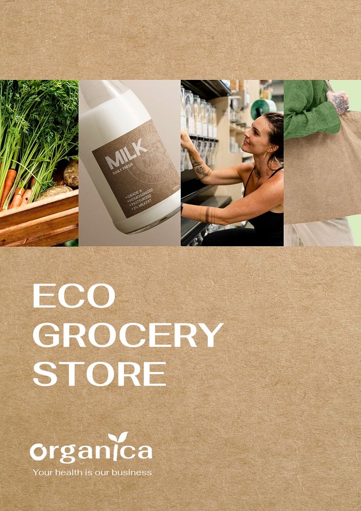 Organic store poster template, editable design