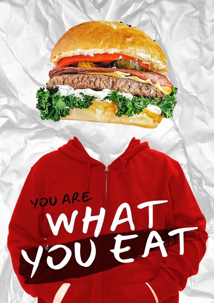 Foodie poster template, you are what you eat quote 