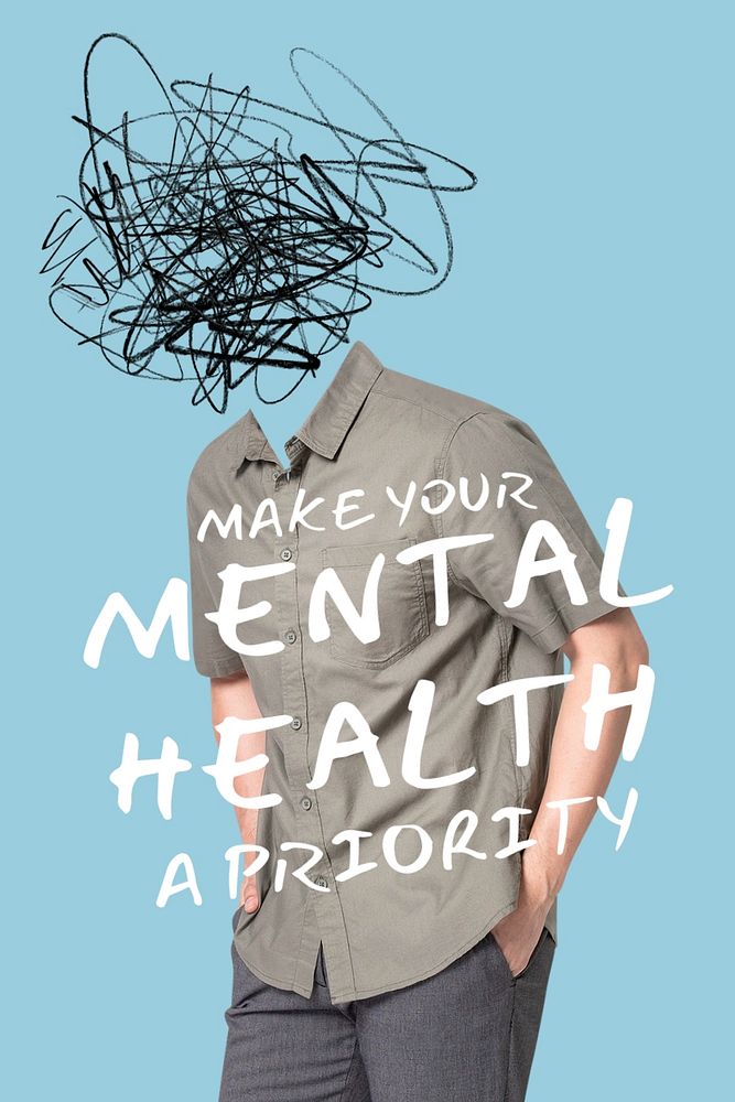 Mental health template, wellness, creative remixed media 