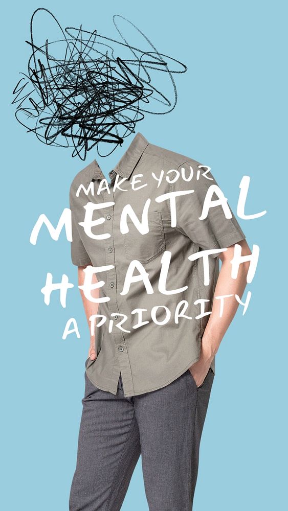 Mental health Instagram story template, creative remixed media