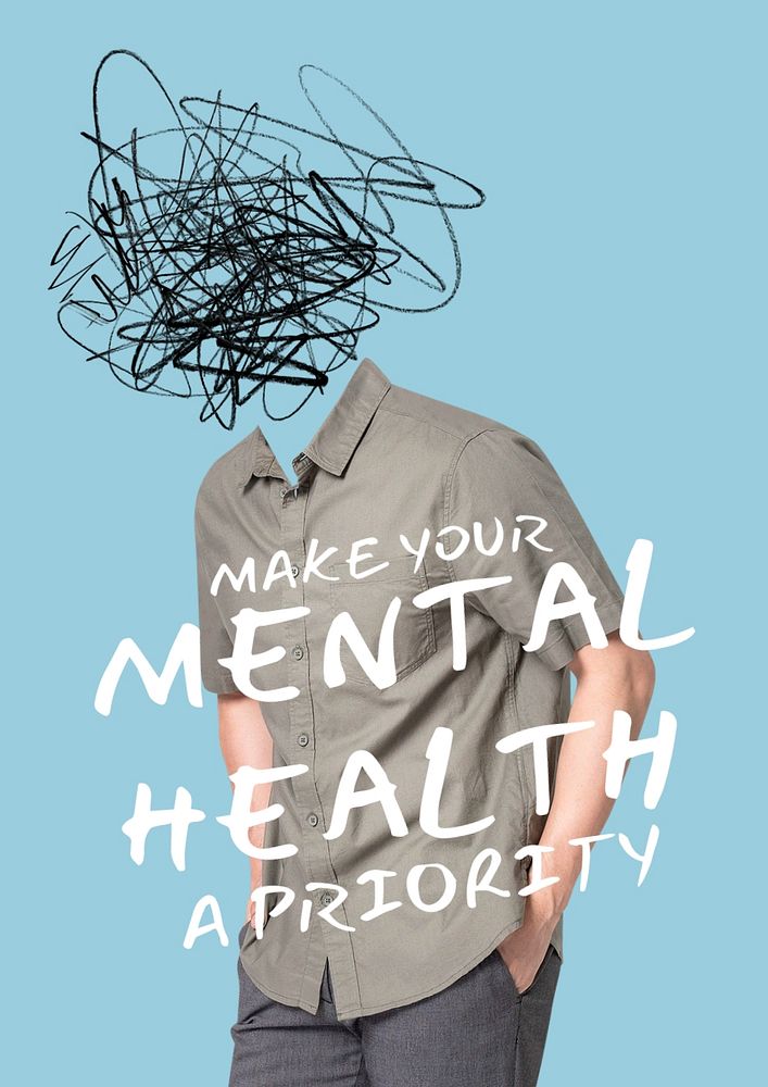 Mental health poster template, creative remixed media 