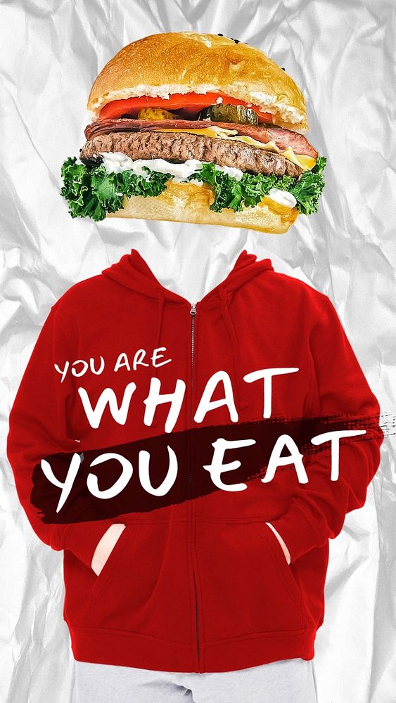 Foodie Instagram story template, you are what you eat quote 