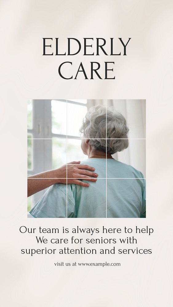 Elderly care social story template, editable text