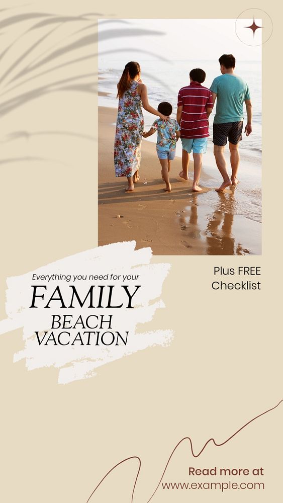 Family vacation social story template, editable text