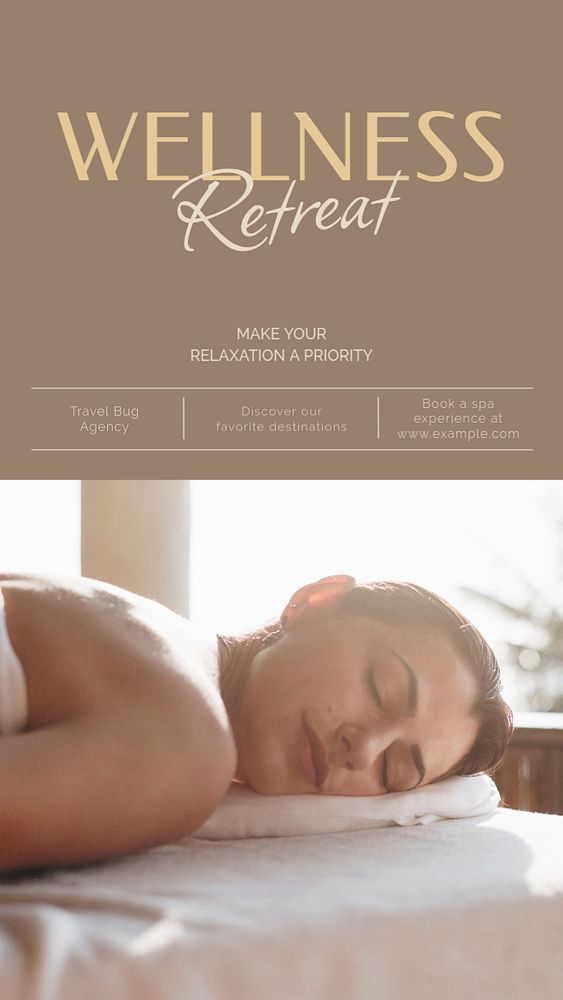 Wellness retreat social story template, editable text