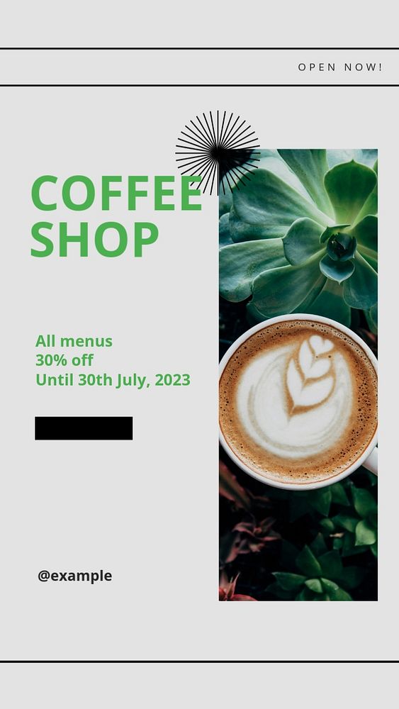 Coffee shop social story template, editable text