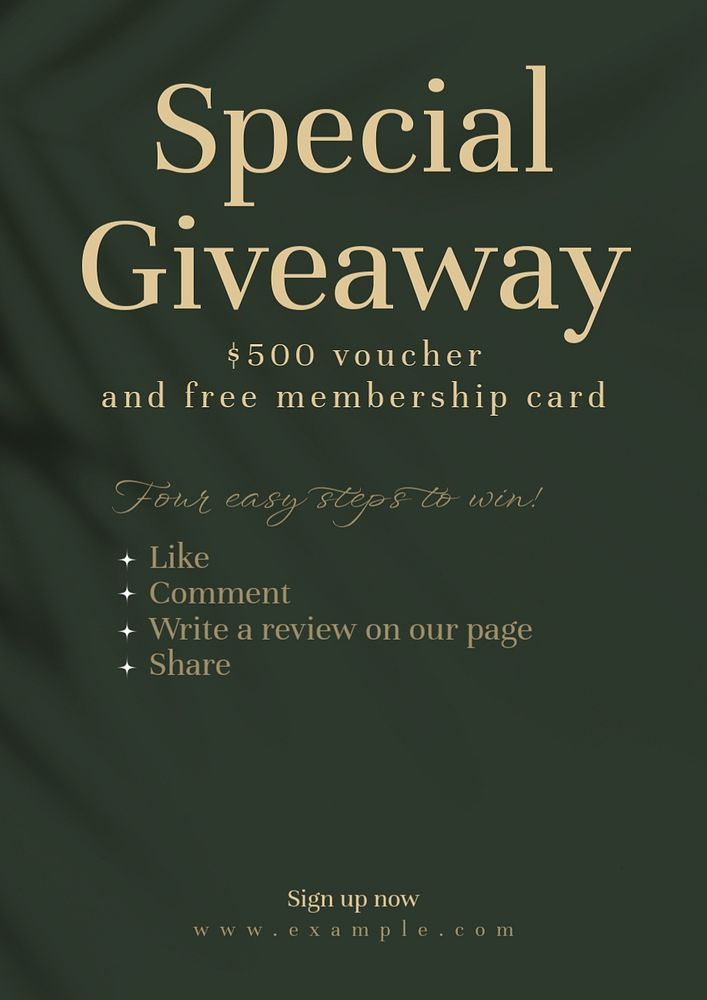 Special giveaway poster template, editable text and design