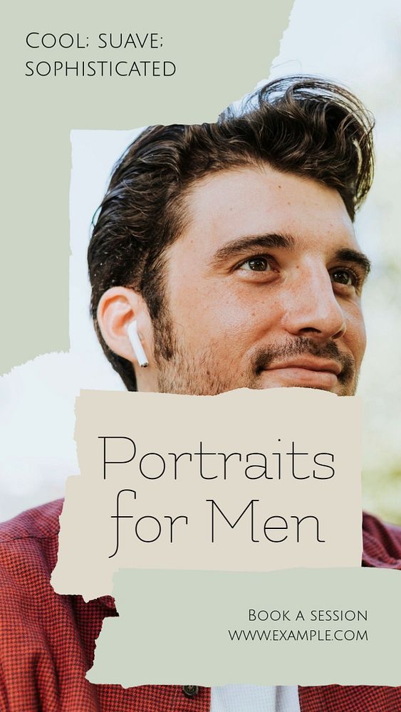 Portraits for men social story template, editable text