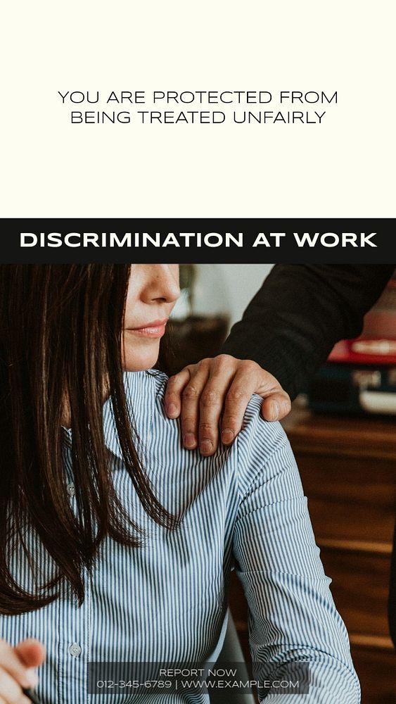 Workplace discrimination social story template, editable text