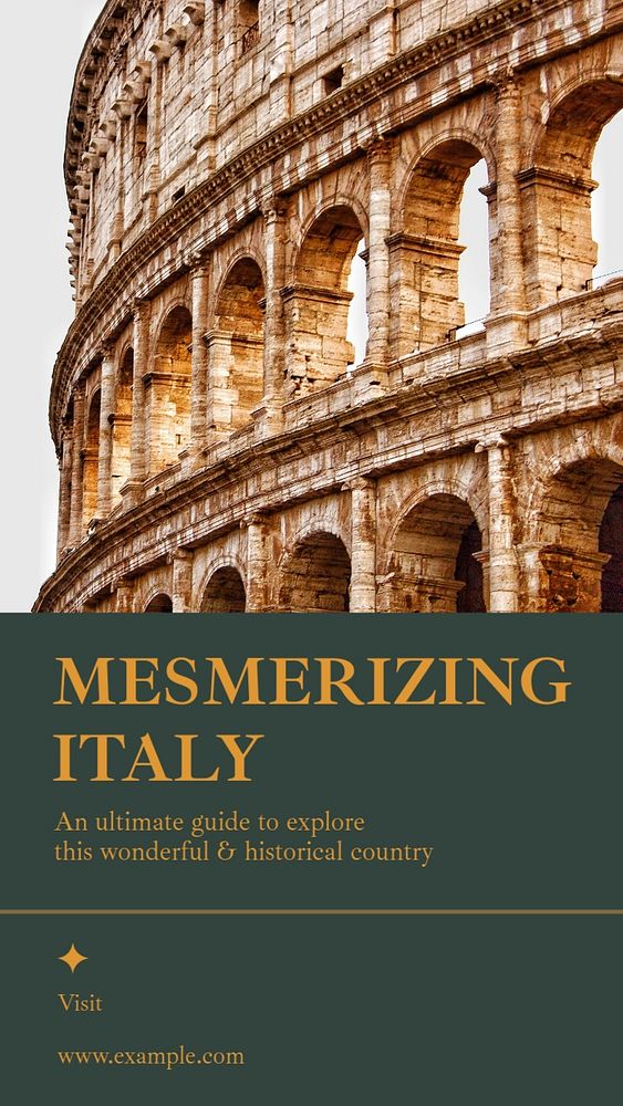 Italy travel guide social story template, editable text