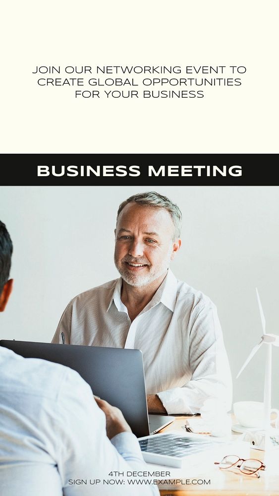 Business meeting social story template, editable text