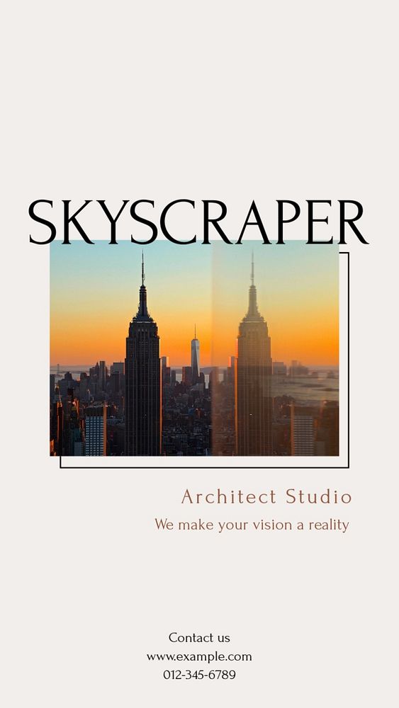 Skyscraper architect studio social story template, editable text