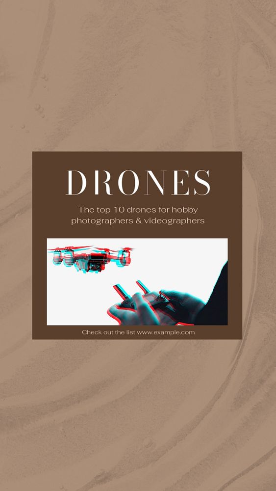 Drone camera social story template, editable text