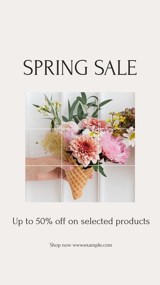 Spring sale social story template, editable text