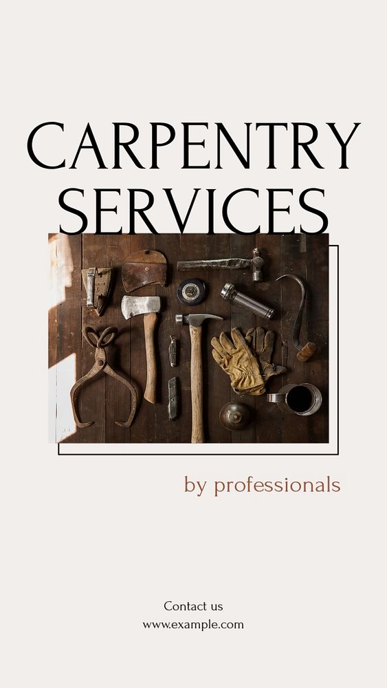 Carpentry services social story template, editable text