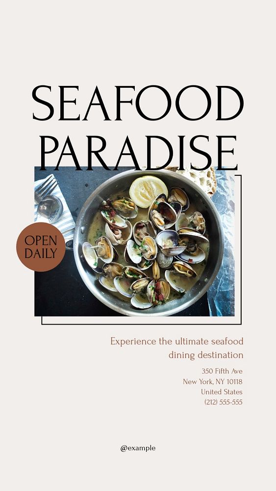 Seafood restaurant fish social story template, editable text