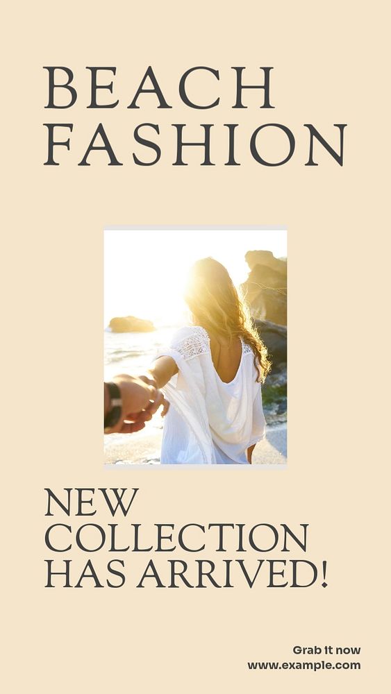 Beach fashion social story template, editable text