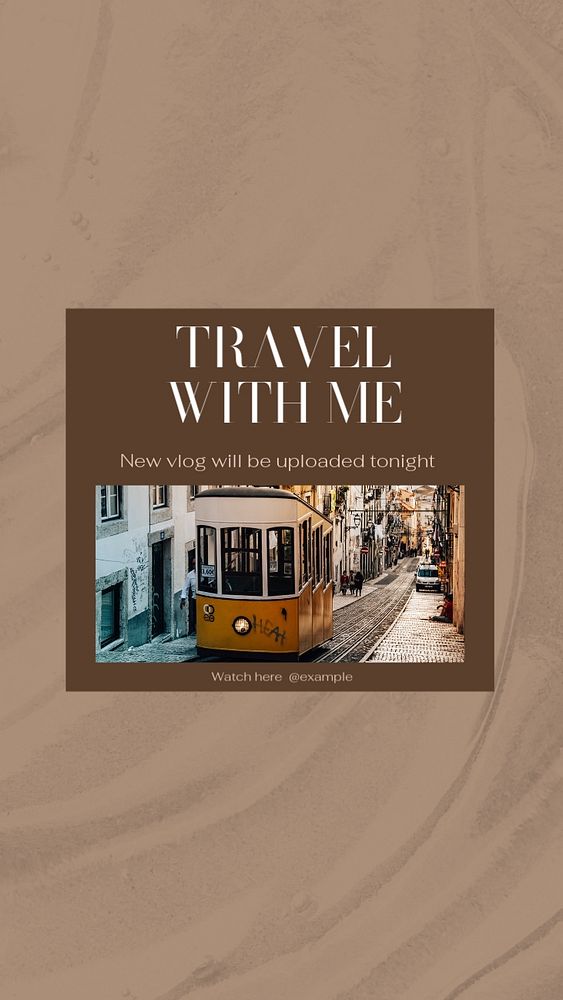 Travel vlog social story template, editable text