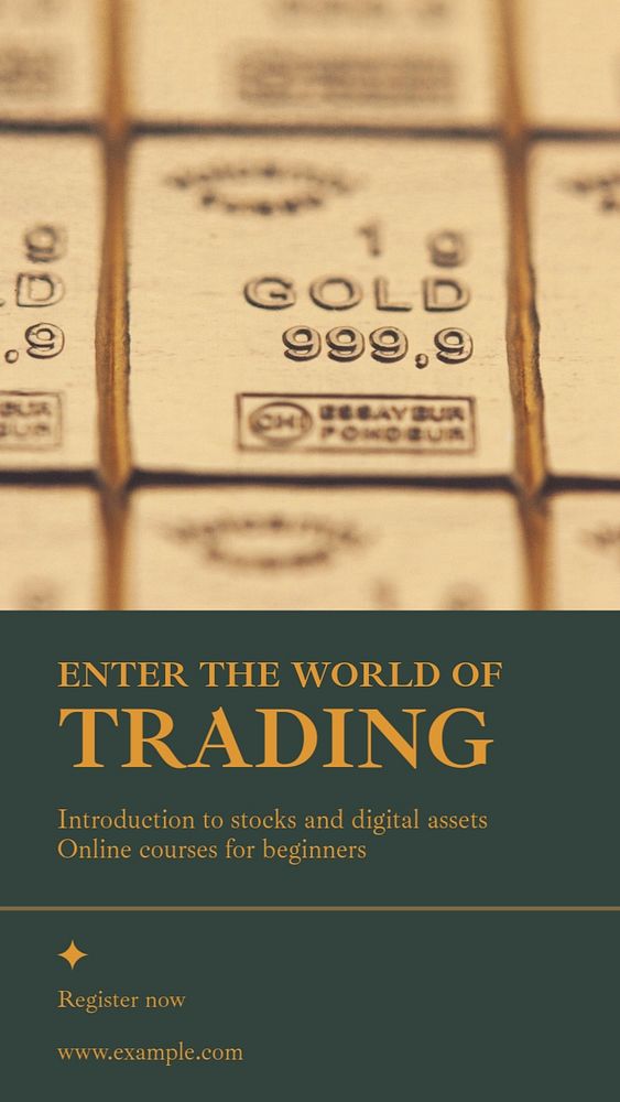 Trading course social story template, editable text