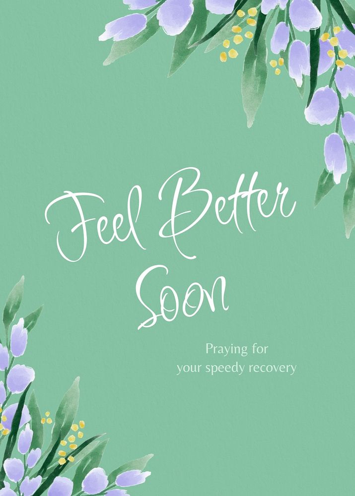 Feel better soon card template, editable text