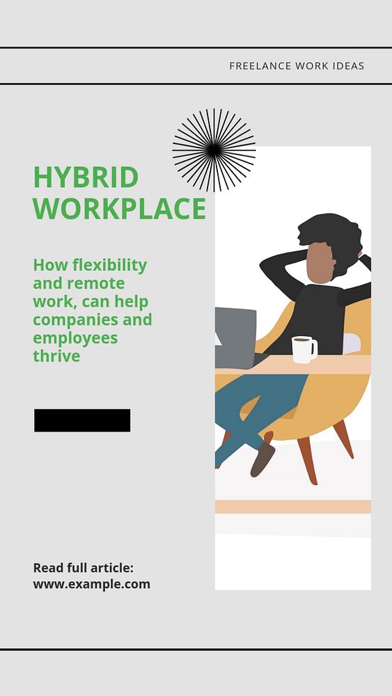 Hybrid workplace social story template, editable text