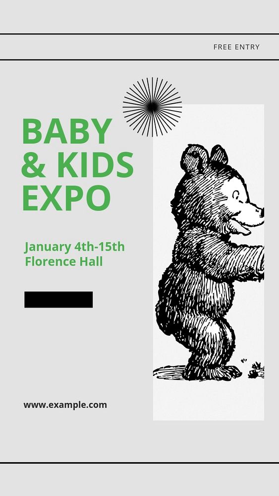 Baby & kids expo social story template, editable text