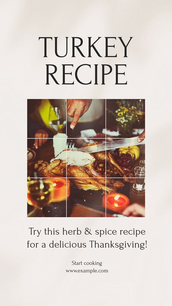 Turkey recipe social story template, editable text