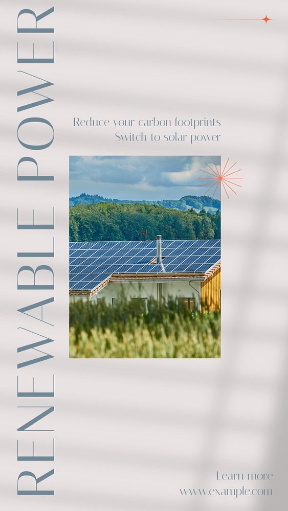 Renewable power social story template, editable text