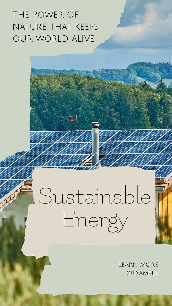 Sustainable energy social story template, editable text