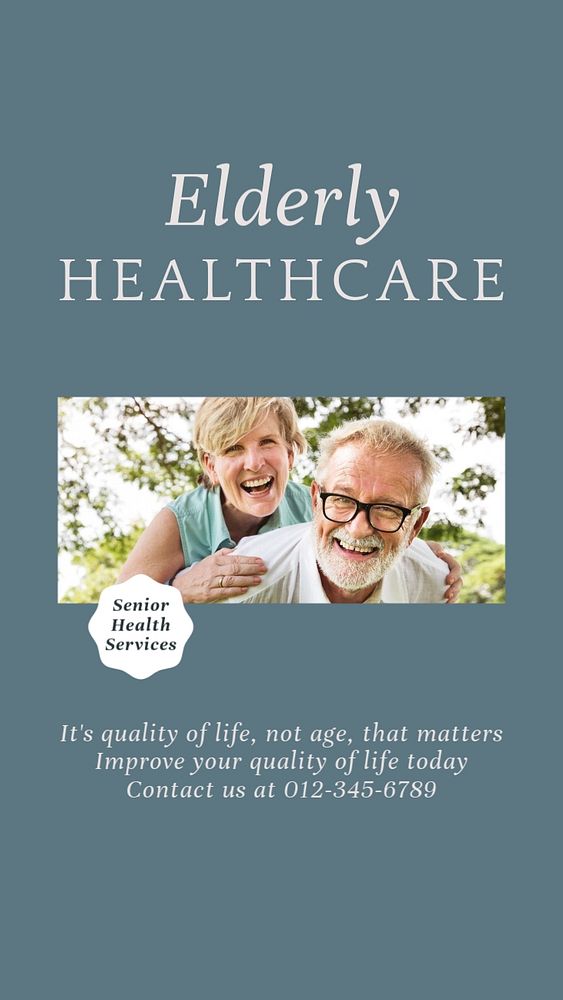 Elderly healthcare social story template, editable text