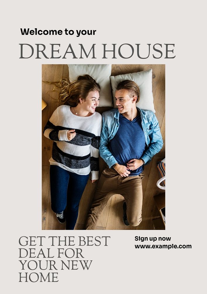 Dream house poster template, editable text & design