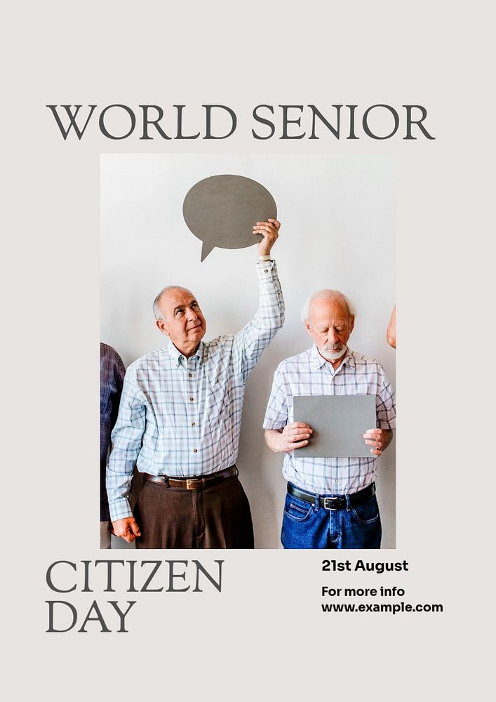 Senior citizen day poster template, editable text & design