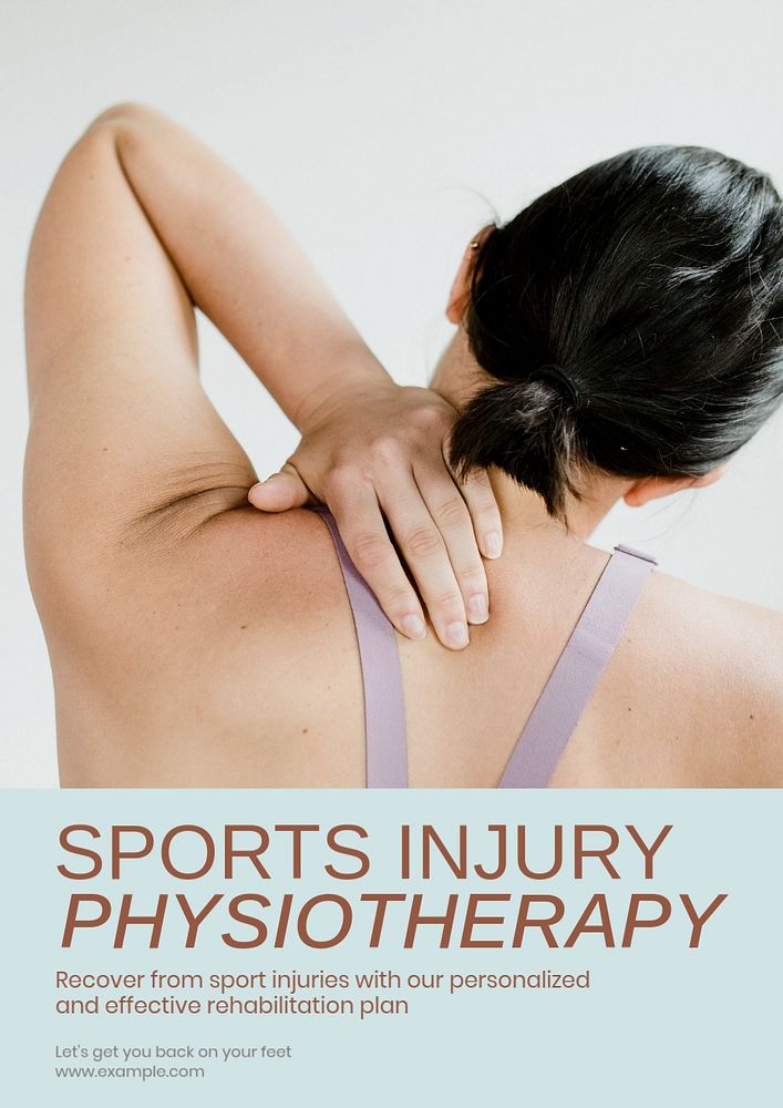 Sports injury physiotherapy poster template, editable text & design