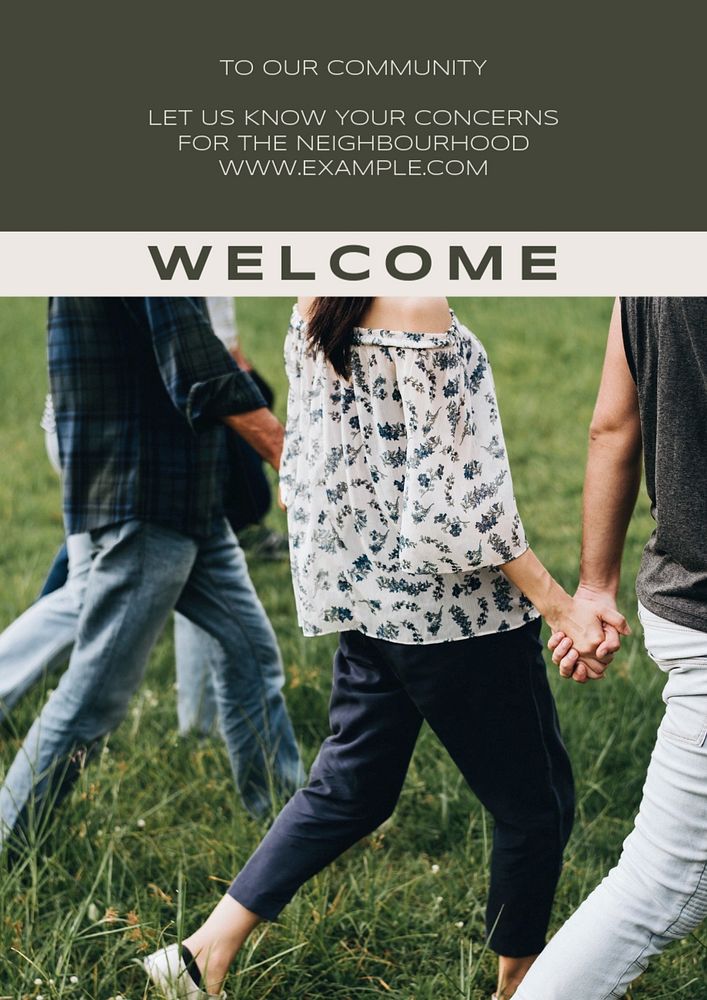 Welcome poster template, editable text & design