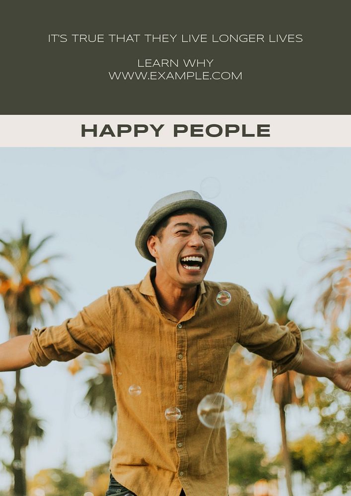 Happy people poster template, editable text & design