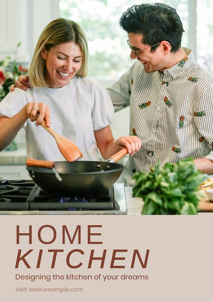 Home kitchen design poster template, editable text & design