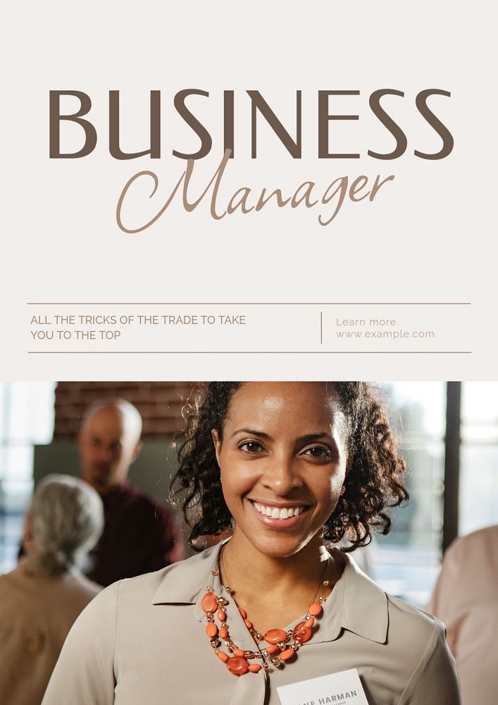 Business manager poster template, editable text & design