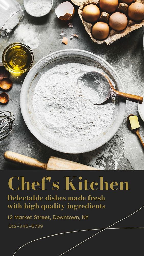 Chef's kitchen social story template, editable text