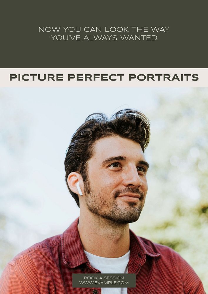 Picture perfect portraits poster template, editable text & design