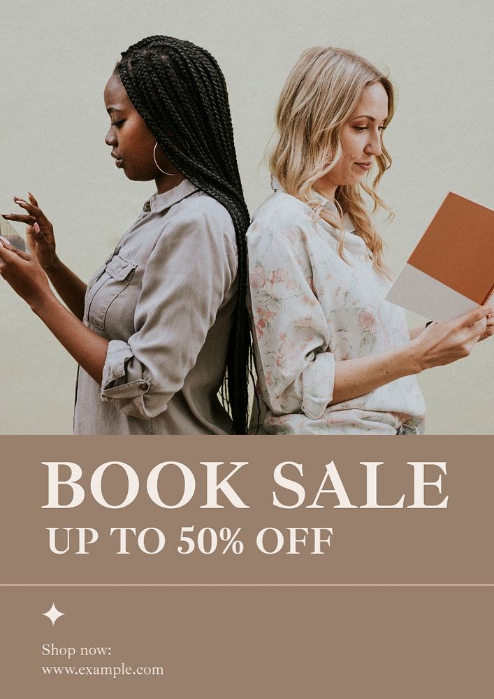 Book sale poster template, editable text & design