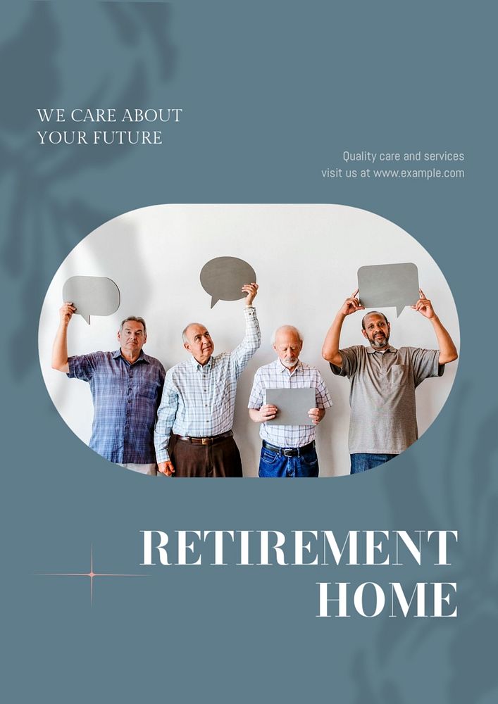 Retirement home poster template, editable text & design