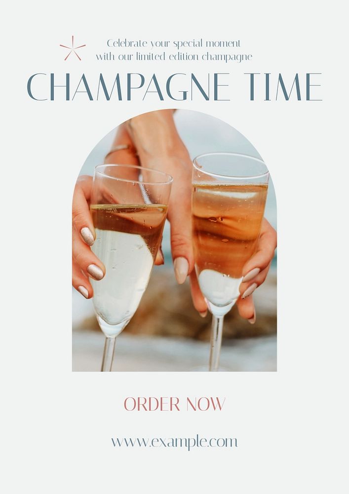 Champagne time poster template, editable text & design